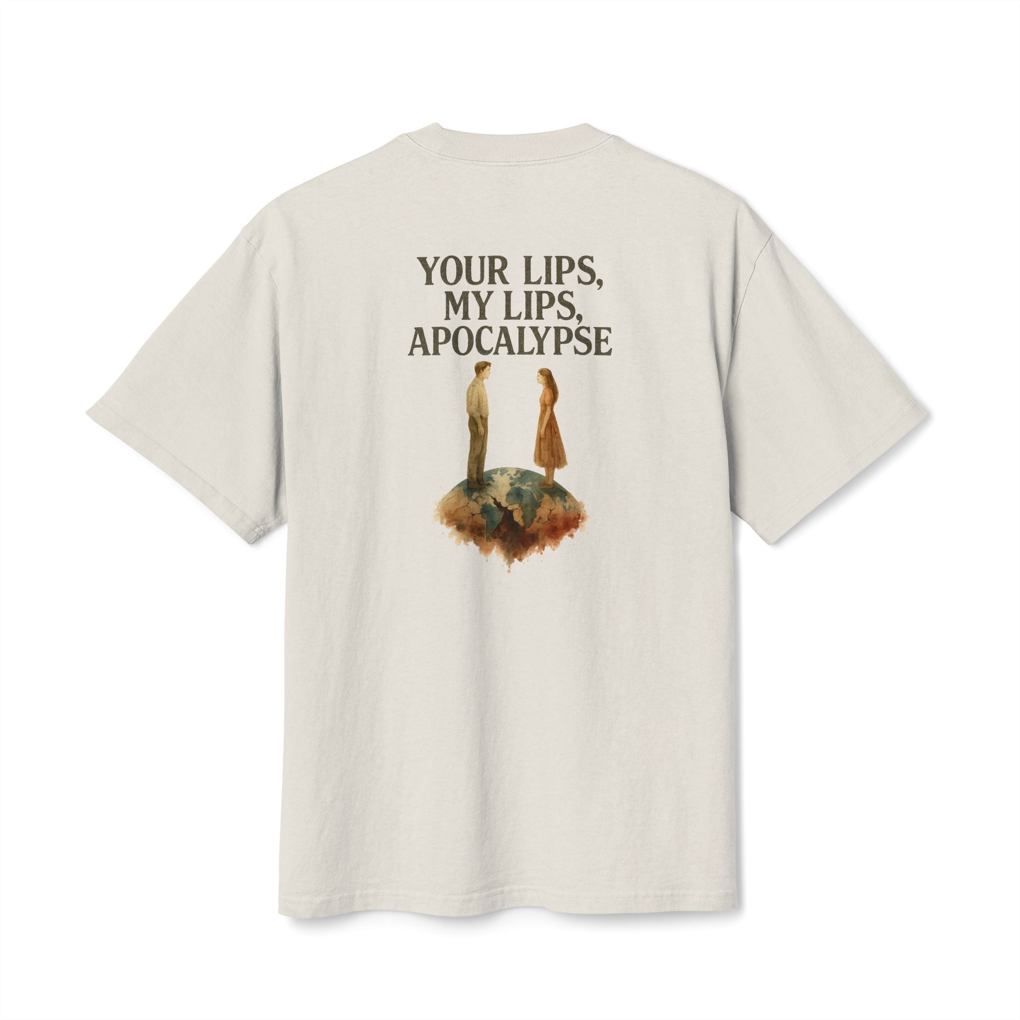 Unisex Heavy Faded Tee - "Your Lips, My Lips, Apocalypse" Graphic T-Shirt, Casual Wear, Gift for Her, Trendy Summer Top, Vintage Style Tee